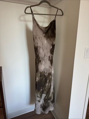 Slip Maxi Dress in Taupe & Olive